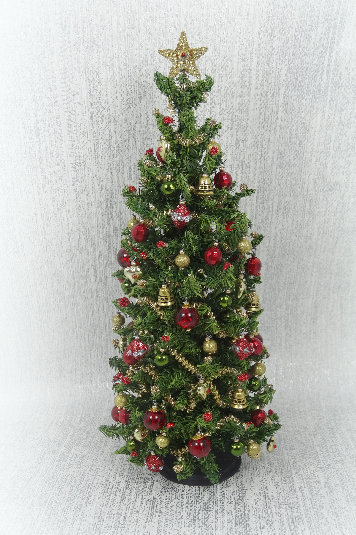 7" Luxury Red and Gold 12th scale Christmas tree (image for) 7" Luxury Red and Gold 12th scale Christmas tree